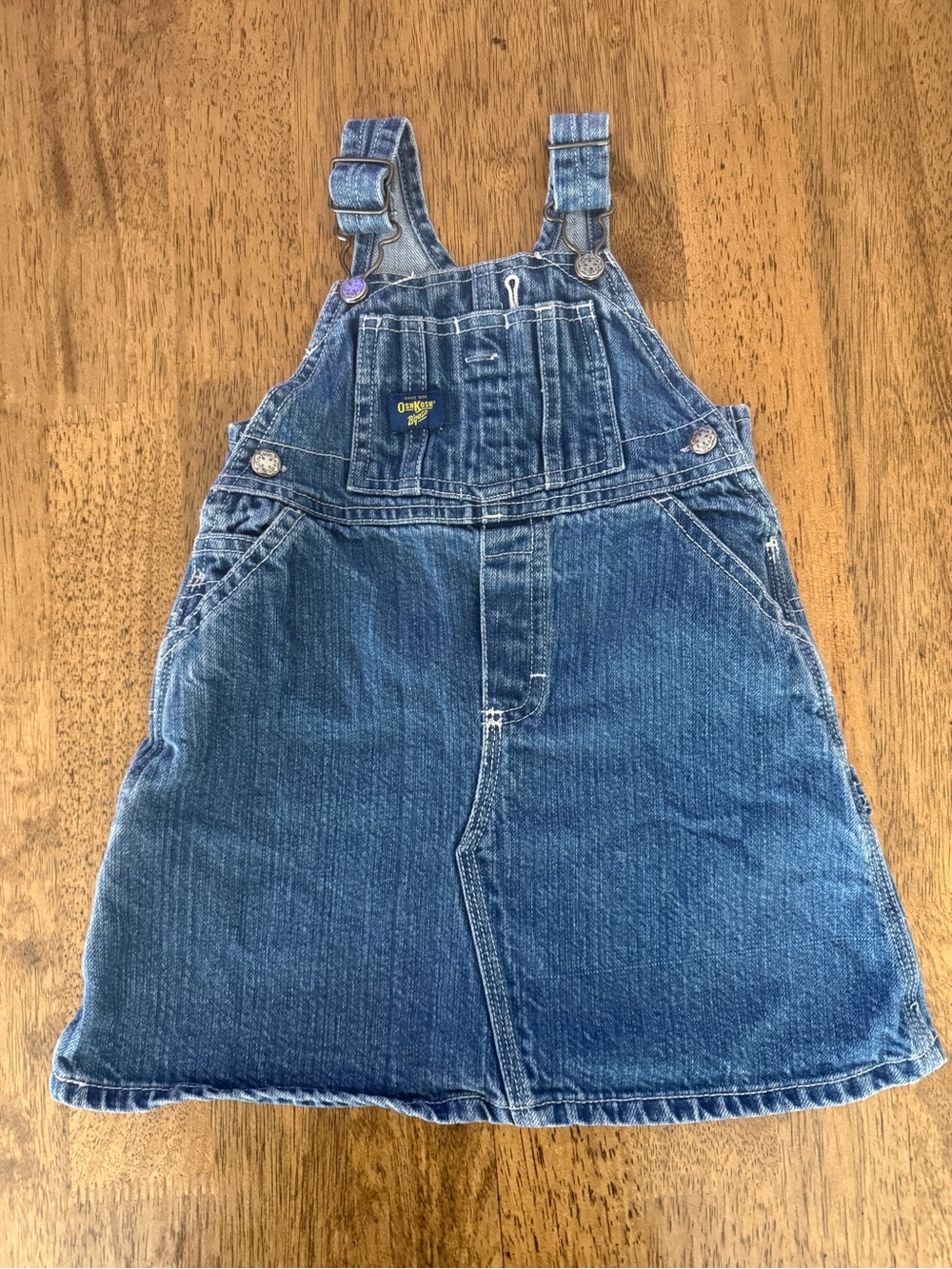 OshKosh B'gosh Vestbak Girls Denim Overall‎ Dress - Blue 24mos
